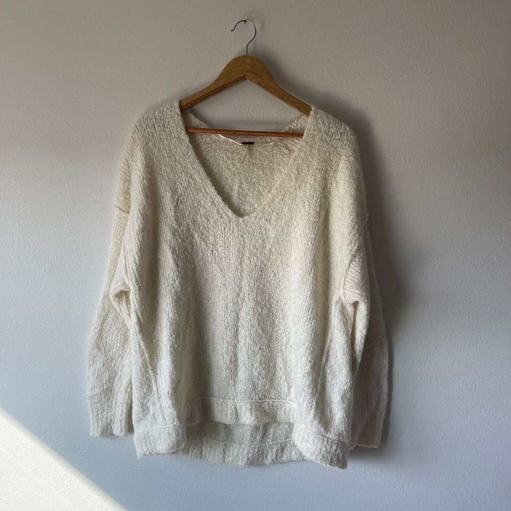 Free People V-Neck Fuzzy Slouchy Sweater‎